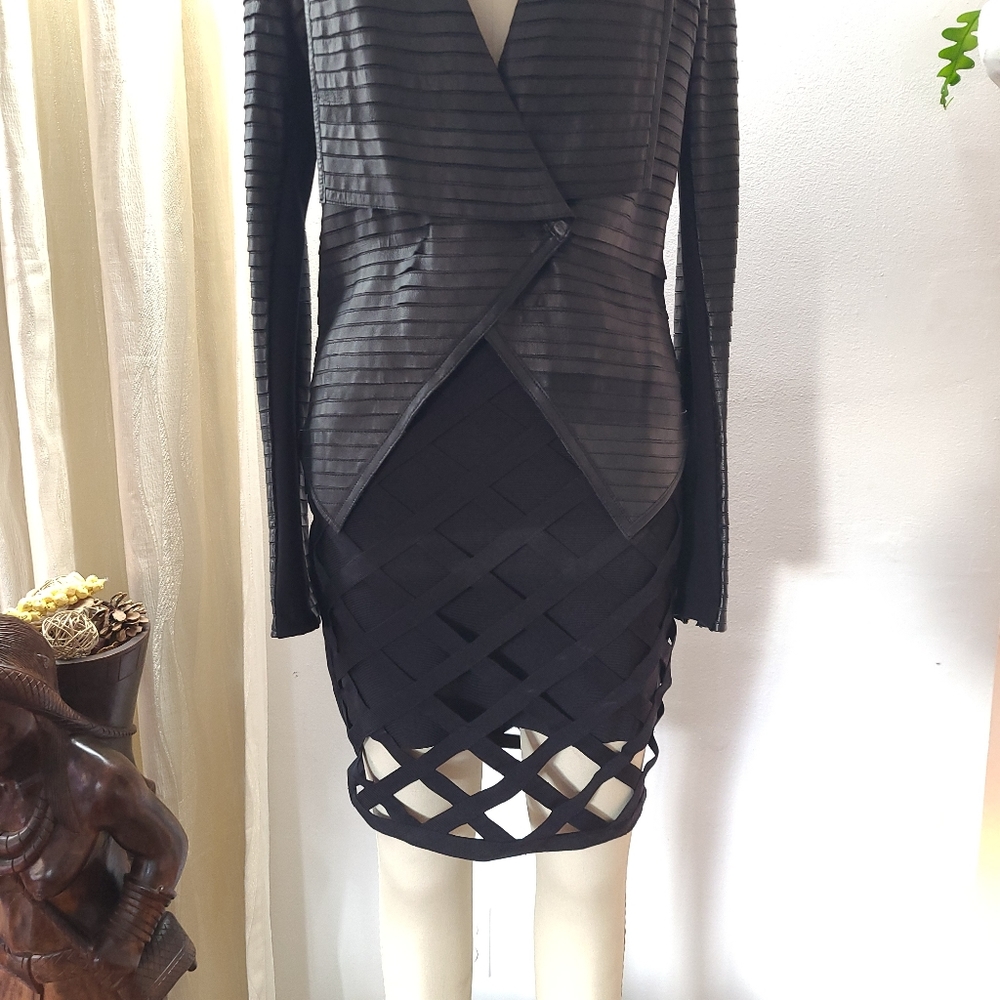 Bebe cage bandage skirt- black